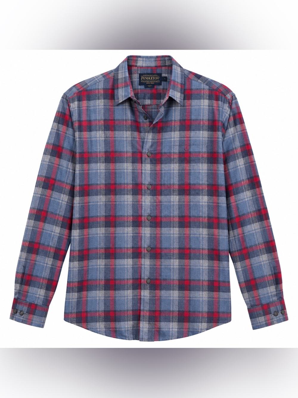 Pendleton Red and Blue Plaid Long-Sleeve Button-Down Shirt